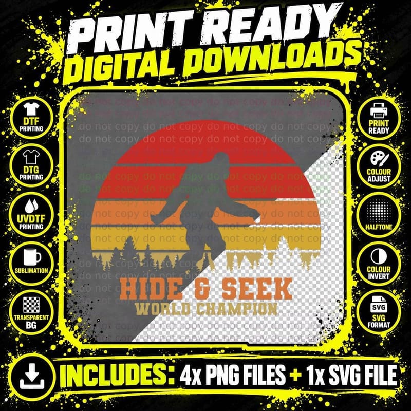 Bigfoot Hide and Seek World Champion, Sasquatch Sunset Png SVG Digital Bundle