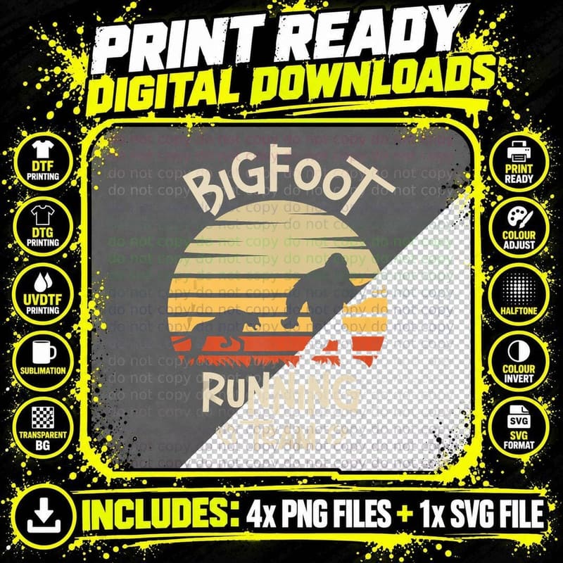 Bigfoot Running Team Yeti Sasquatch, Runner T-Shirt Png SVG Digital Bundle
