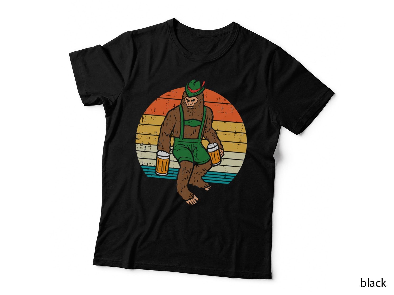 Bigfoot Sasquatch Lederhosen Bavarian Oktoberfest German Men T-Shirt