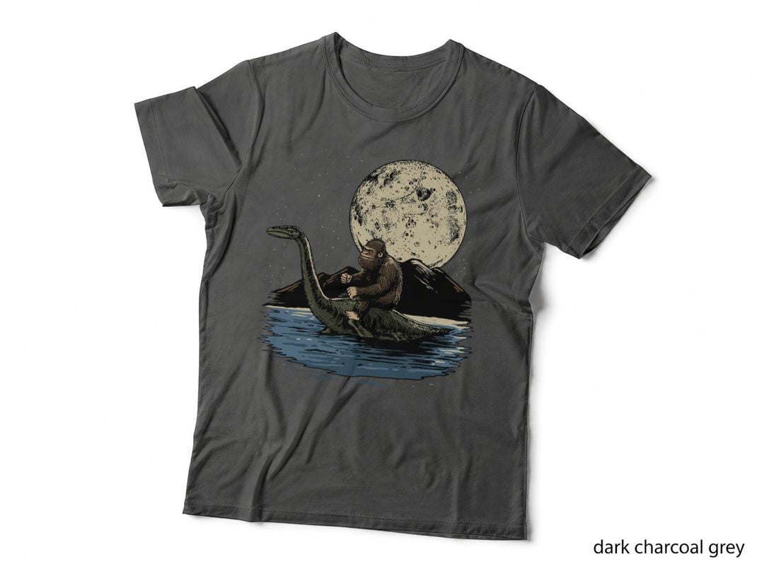 Bigfoot Shirt Sasquatch Riding the Loch Ness Monster Cryptid T-Shirt