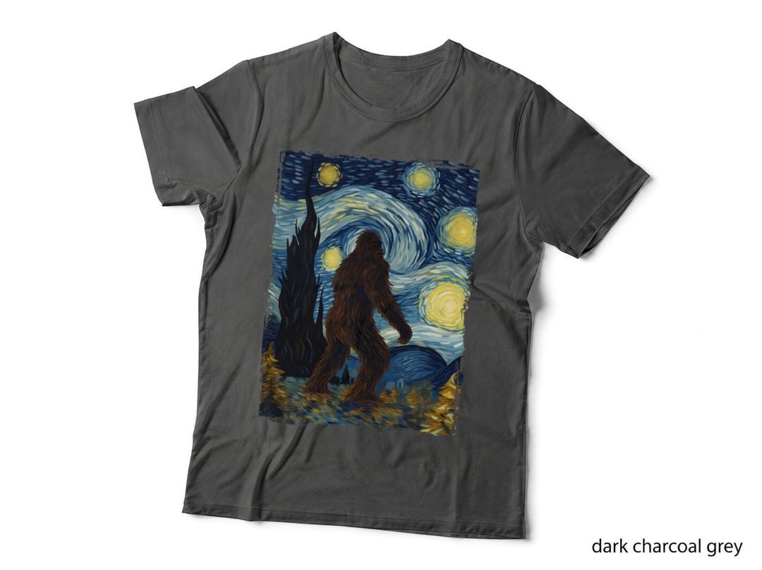 Bigfoot Shirts for Men Women - Bigfoot Starry Night Van Gogh T-Shirt
