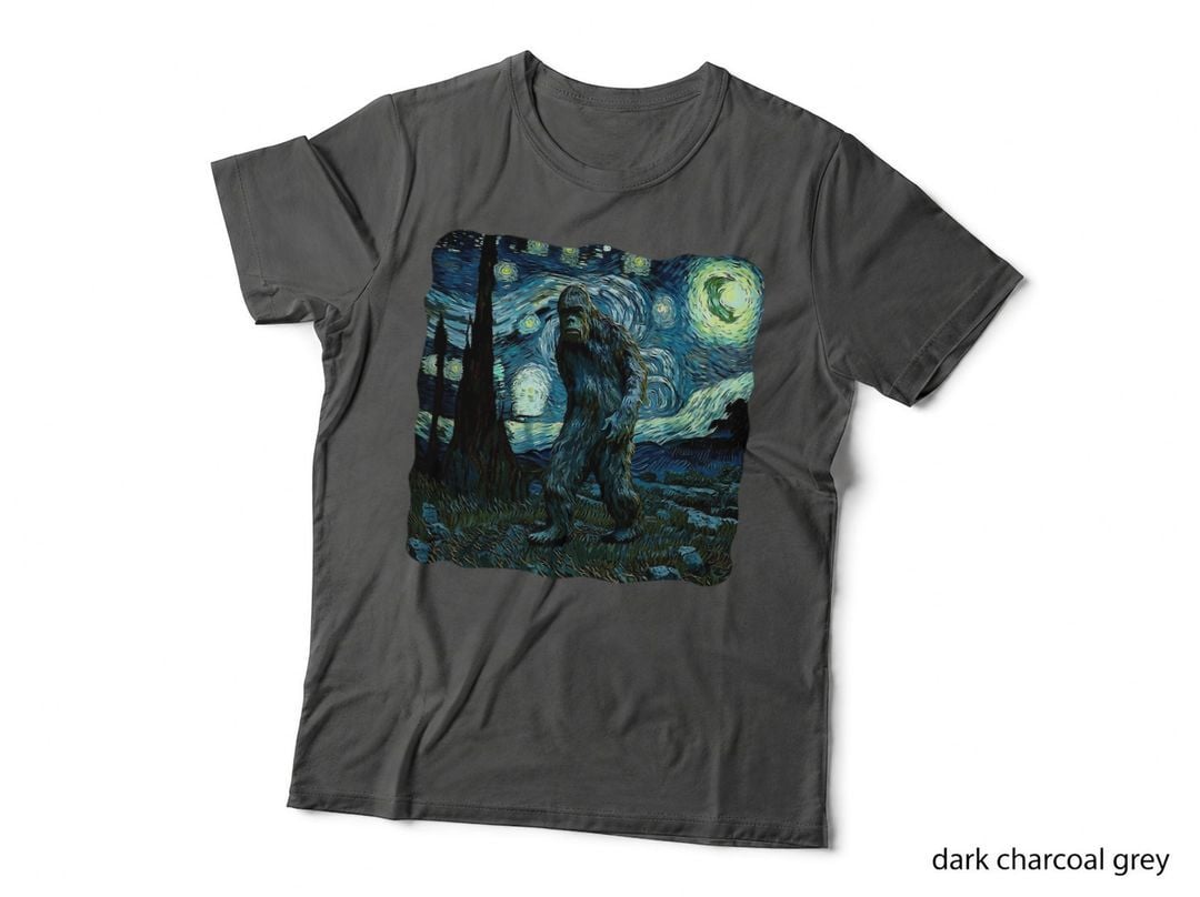 Bigfoot Starry Night Van Gogh Painting Sasquatch Art T-Shirt