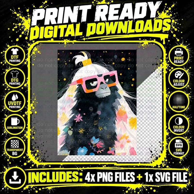 Bigfoot's Bestie - a Cryptid Companion - Female Png SVG Digital Bundle