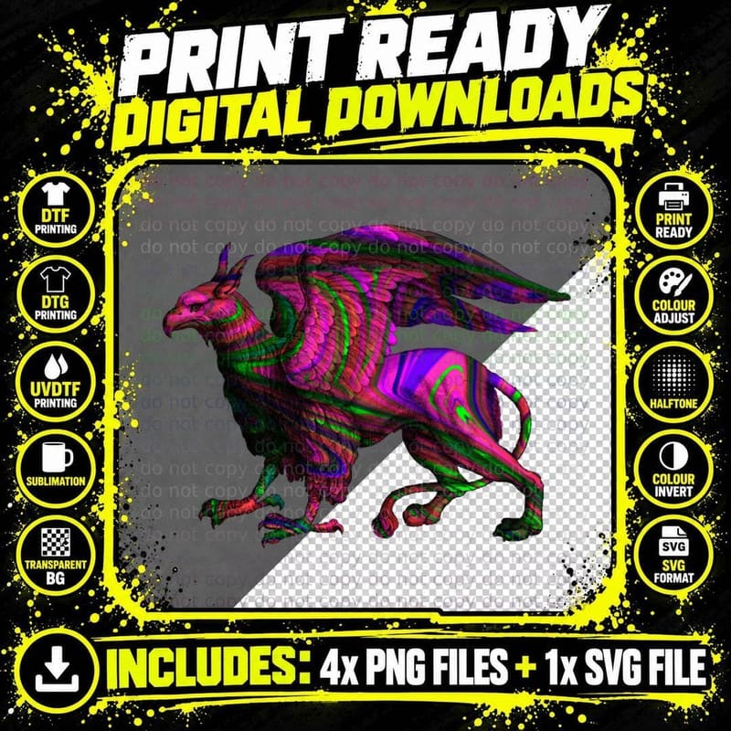 Colorful Abstract Griffin Infinity T-Shirt Png SVG Digital Bundle