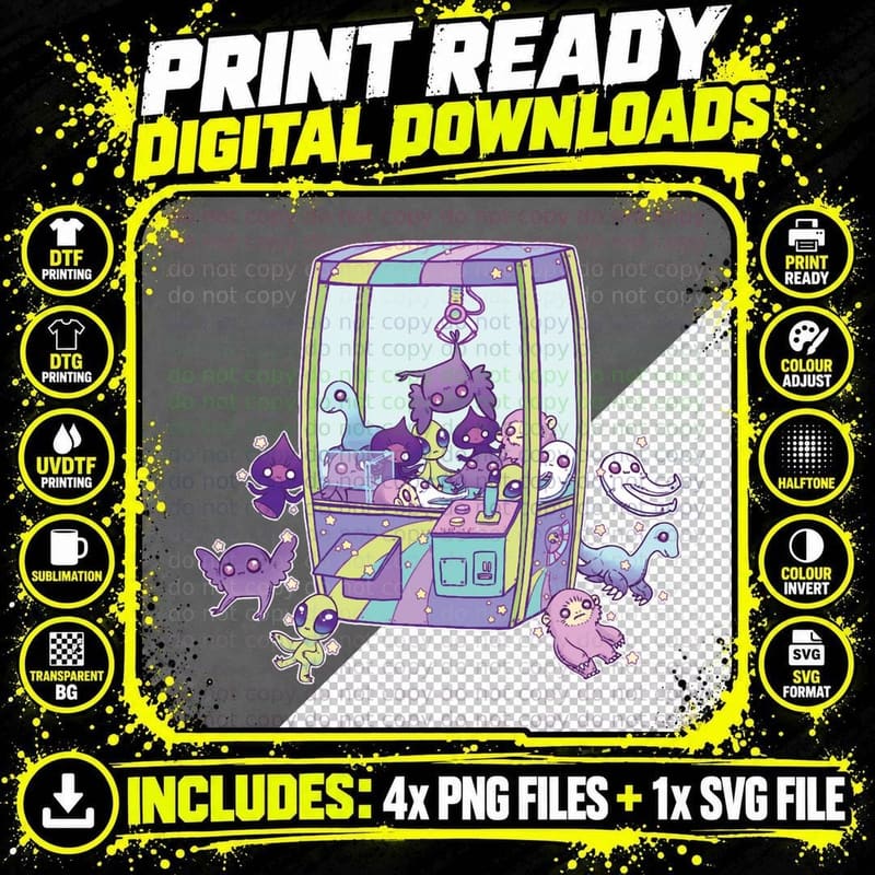 Cryptid Crane Game Machine 1 T-Shirt Png SVG Digital Bundle