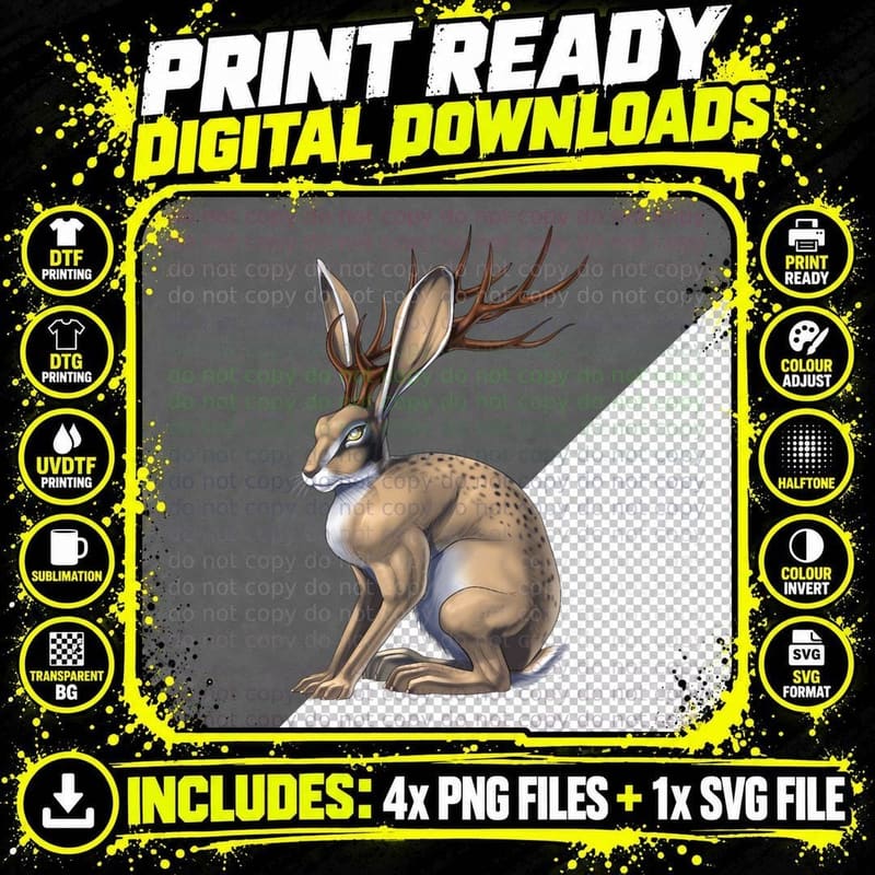 Cryptid Creature Jackalope T-Shirt Png SVG Digital Bundle