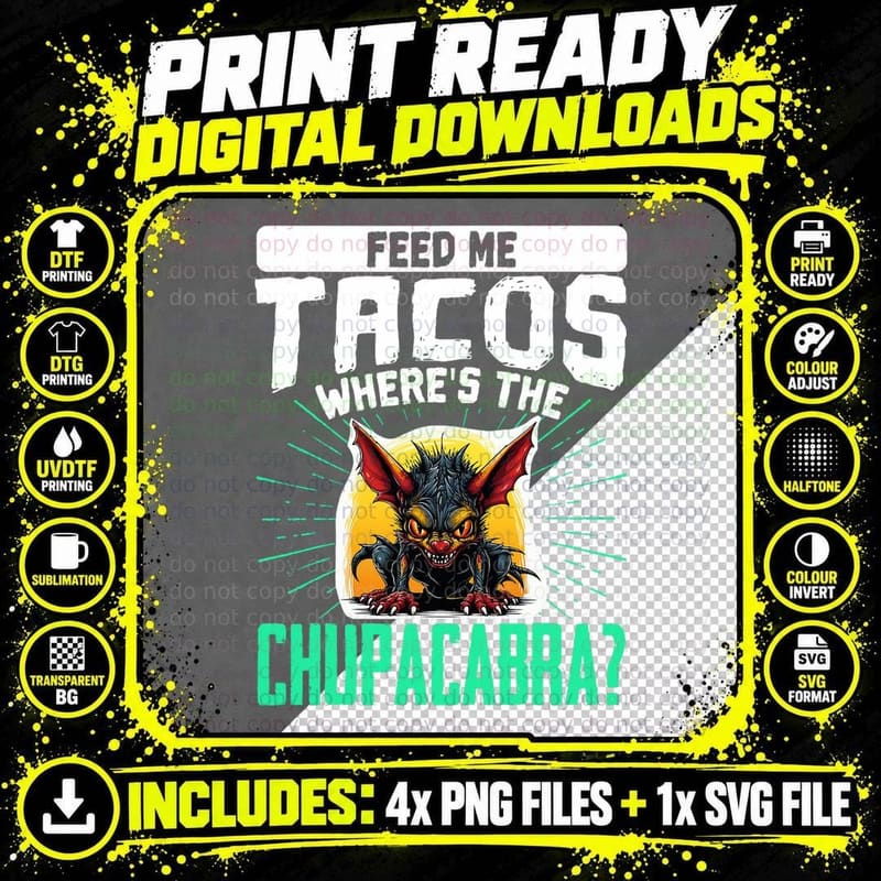 Cryptid Mythical Monster El Chupacabra T-Shirt Png SVG Digital Bundle
