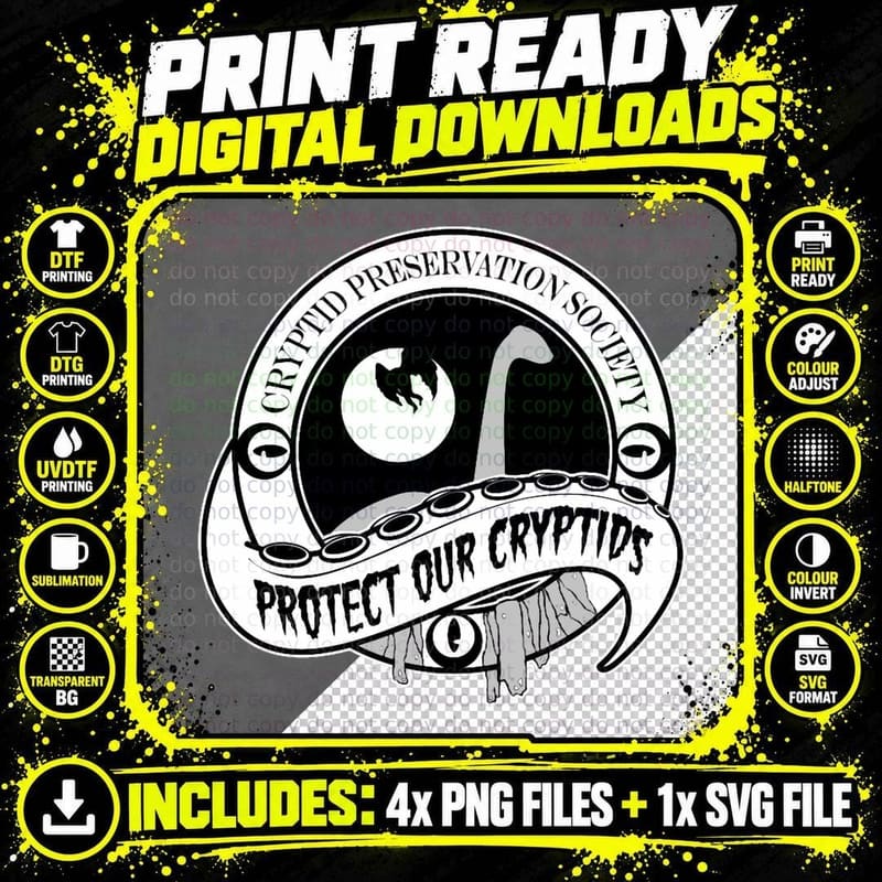 Cryptid Preservation Society T-Shirt Png SVG Digital Bundle