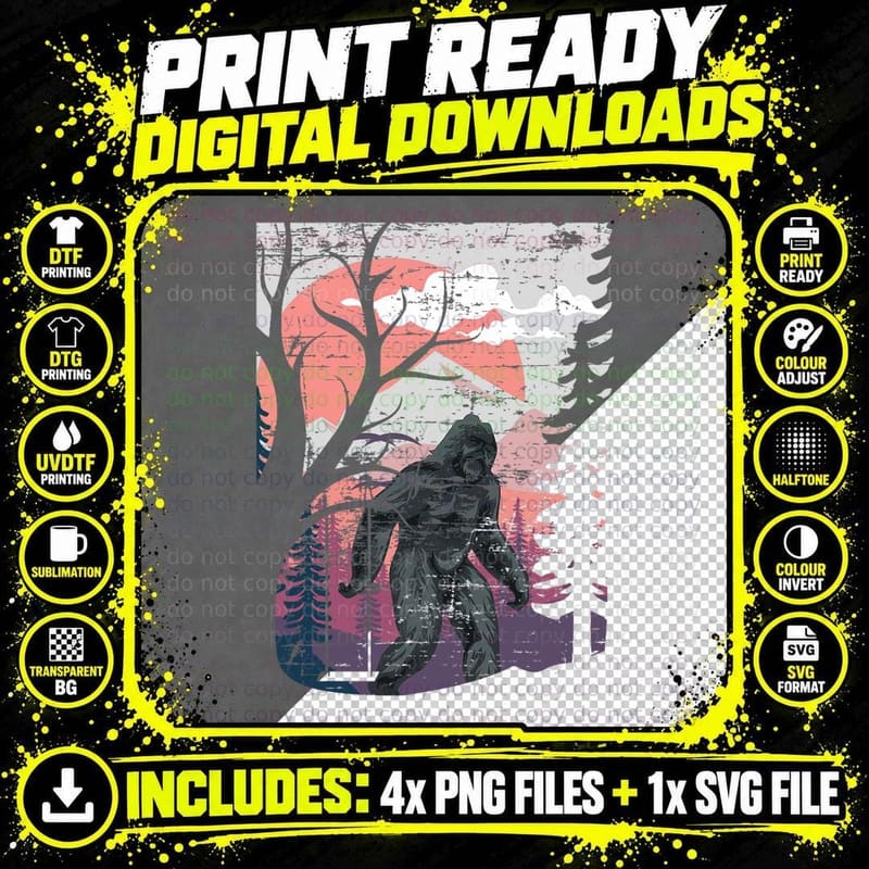 Cryptid Sasquatch Cryptozoology Gift Yeti Sci Fi Bigfoot Png SVG Digital Bundle
