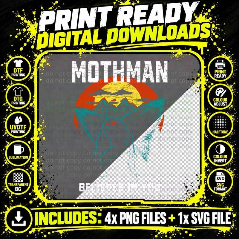Cryptozoology Cryptid Mothman T-Shirt Png SVG Digital Bundle