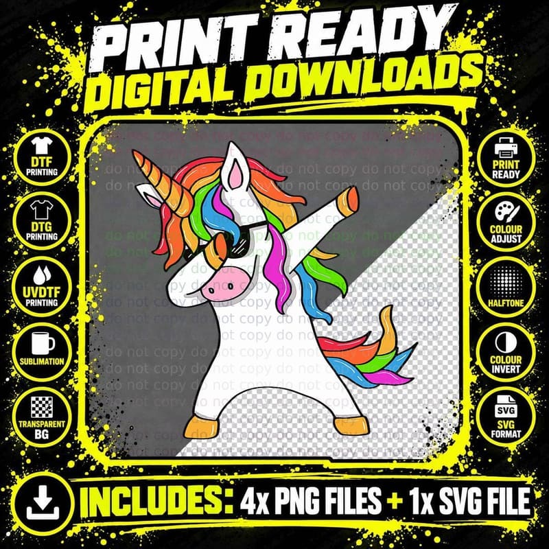 Dabbing Unicorn - Unicorn Dab - Unicorn Gift T-Shirt Png SVG Digital Bundle