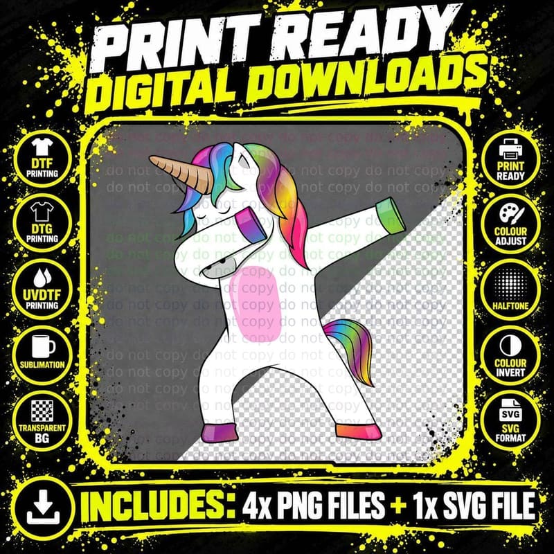 Dabbing Unicorn Shirt - Dab Dance Shirt Rainbow Unicorn Png SVG Digital Bundle