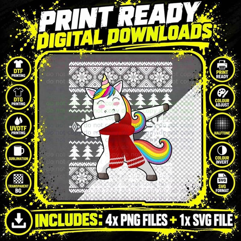 Dabbing Unicorn T-Shirt, Dab Dance Trend Png SVG Digital Bundle