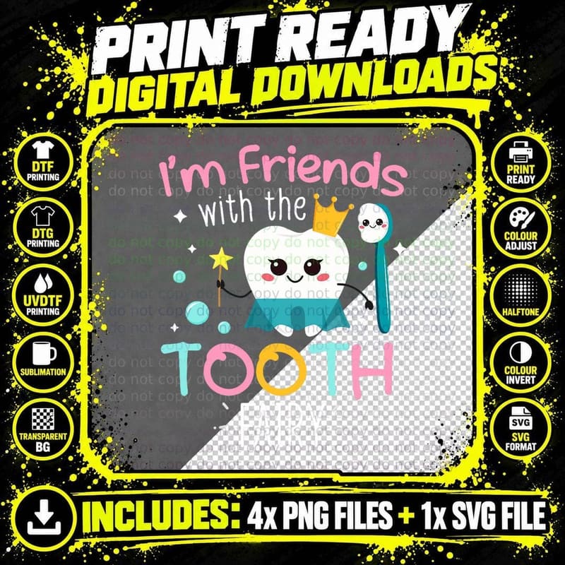 Dentist Tooth Fairy Pediatric Dentist Dental First Visit Png SVG Digital Bundle