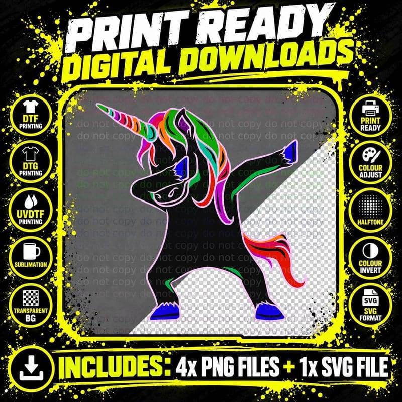 EDM Rave Shirt - Magical Dabbing Unicorn Festival T-Shirt Png SVG Digital Bundle