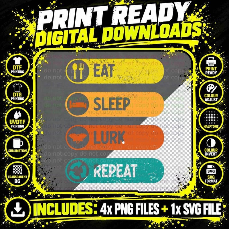 Eat Sleep Lurk Mothman Cryptozoology Cryptid Mothman Png SVG Digital Bundle
