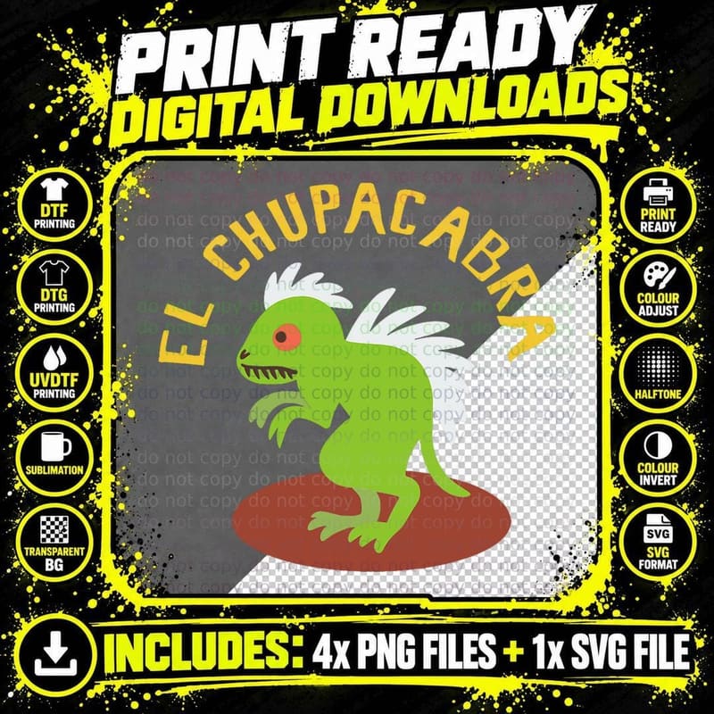 El Chupacabra, Cryptid Fandom T-Shirt Png SVG Digital Bundle