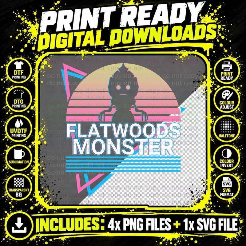 Flatwoods Monster Cryptid Cryptozoology T-Shirt Png SVG Digital Bundle