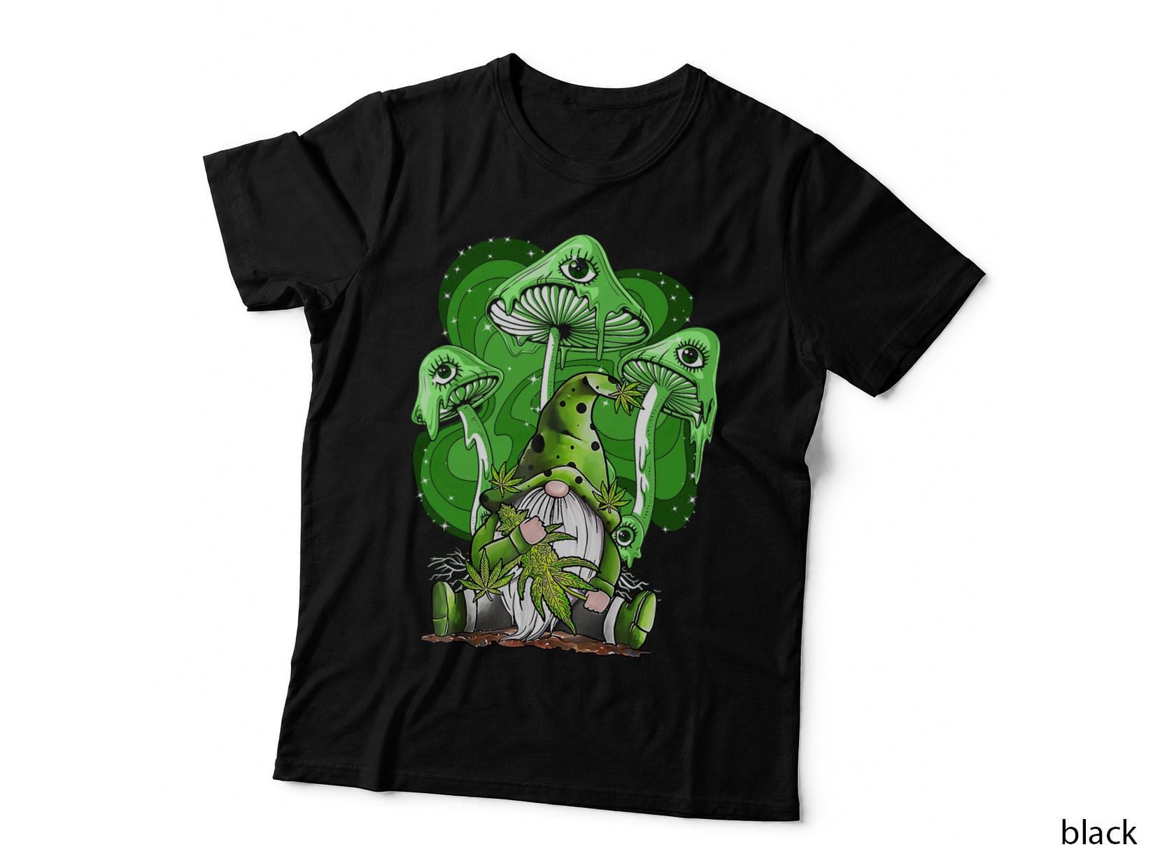 Gnome Irish Mushroom and Canabis Weed Gnome Stoner Canabis T-Shirt