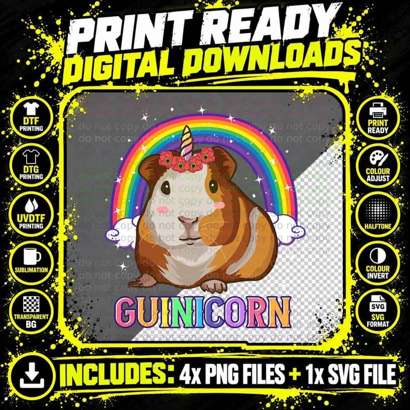 Guinea Pig Shirts for Girls Guinea Pig Unicorn Guinicorn Png SVG Digital Bundle