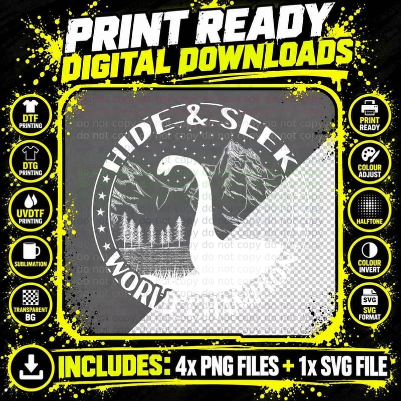 Hide and Seek World Champion Loch Ness Monster Nessie Png SVG Digital Bundle