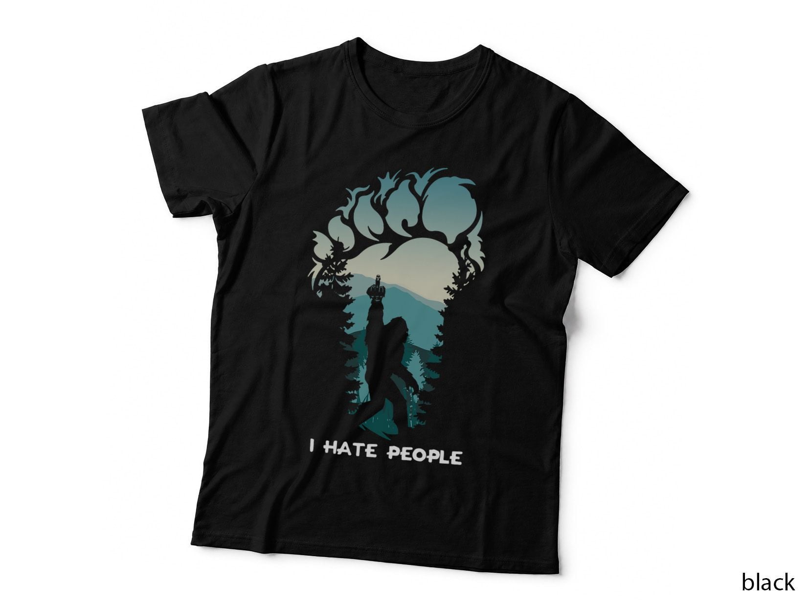 I Hate People Bigfoot Footprint T-Shirt