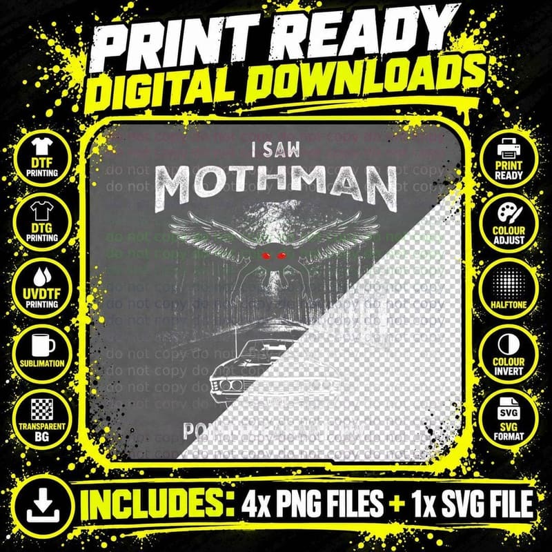 I Saw Mothman in Point Pleasant, West Virginia Cryptid Png SVG Digital Bundle