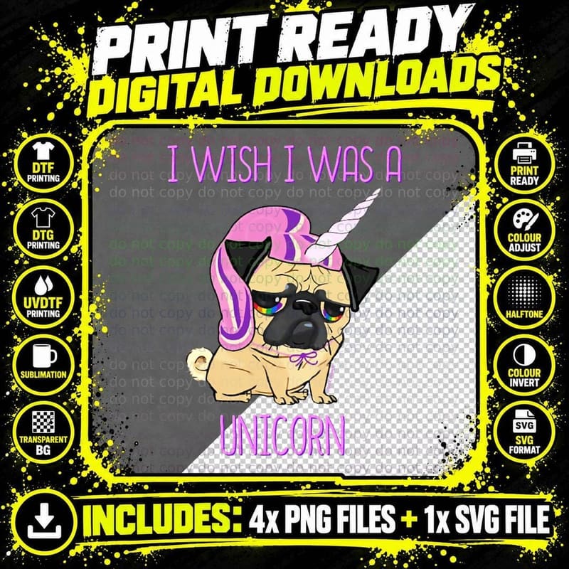 I WISH I WAS a Unicorn T-Shirt Png SVG Digital Bundle