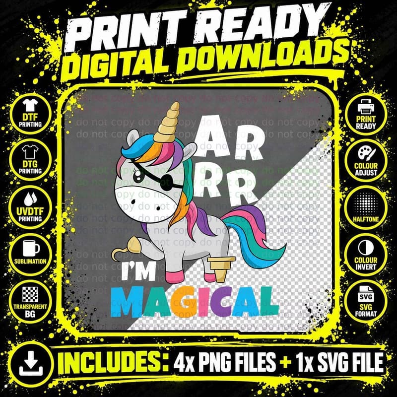 I'm Magical Caribbean Freebooter Toddler Girl Unicorn Png SVG Digital Bundle