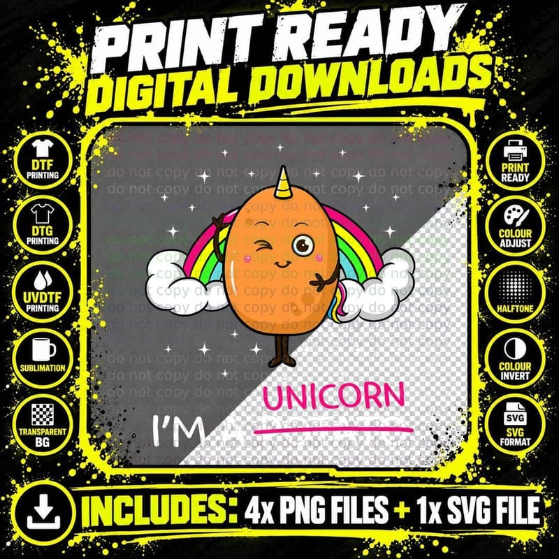 I'm a Unicorn Potato Root Vegetable Spud Vegan Keto Gift Png SVG Digital Bundle