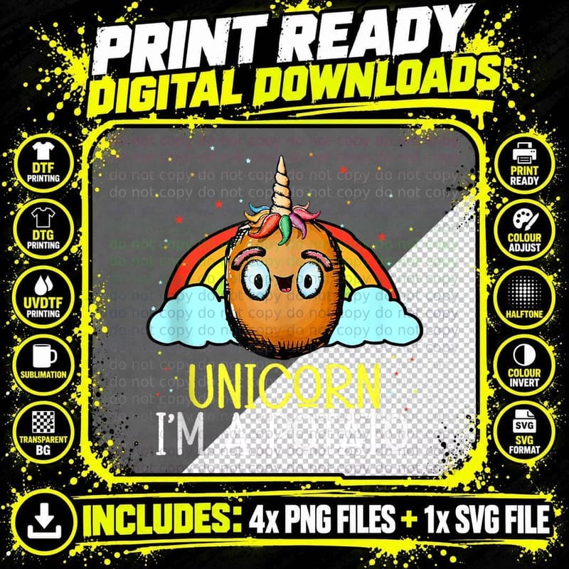 I'm a Unicorn Potato Root Vegetable Spud Vegan Keto Png SVG Digital Bundle