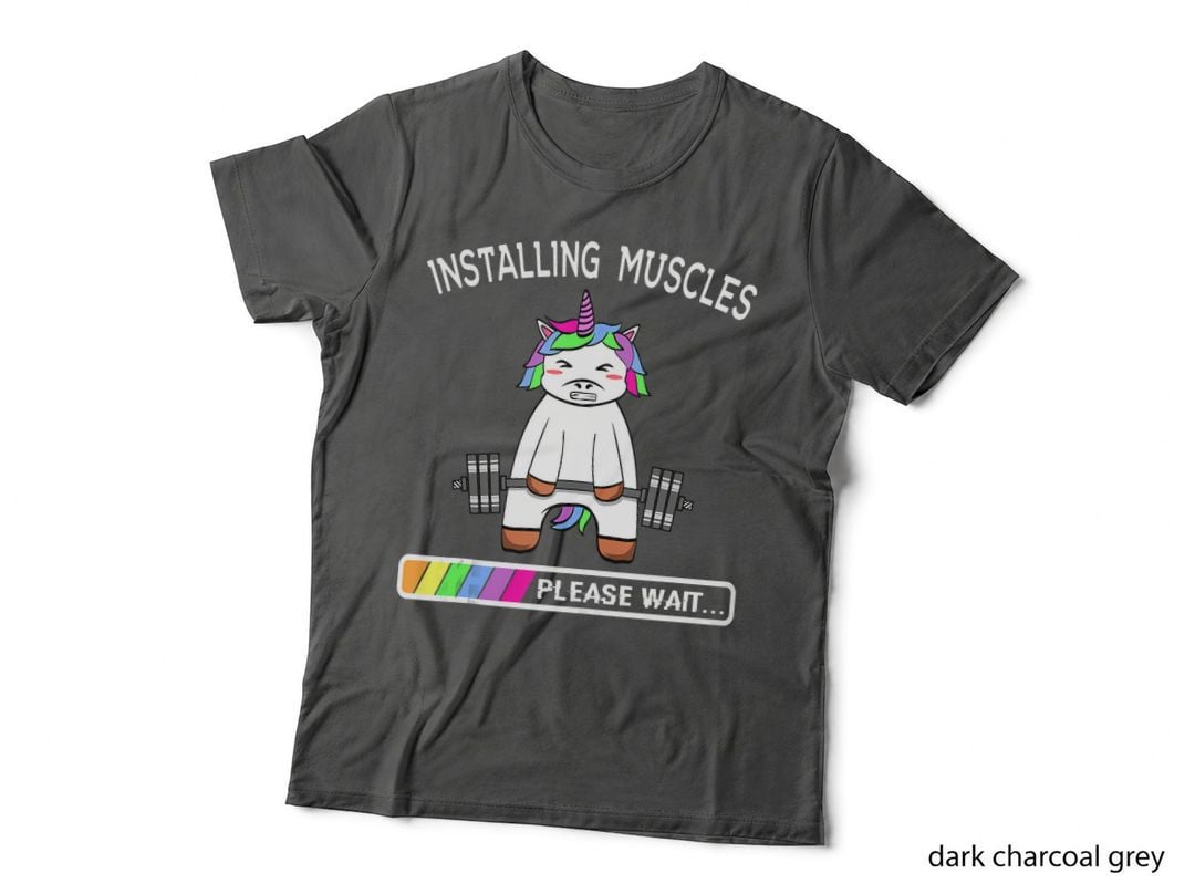 Installing Muscles Unicorn Rainbow Weightlifting Gift T-Shirt