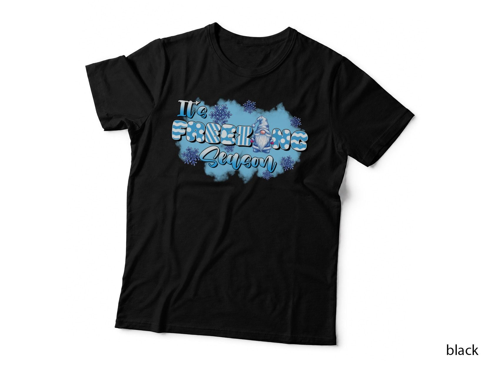 It's Freezing Season Winter T-Shirt, Winter Gnome with Snowflakes Graphic Tee