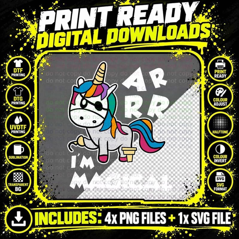 Kids Pirate Unicorn Girls Unicorn T-Shirt Png SVG Digital Bundle