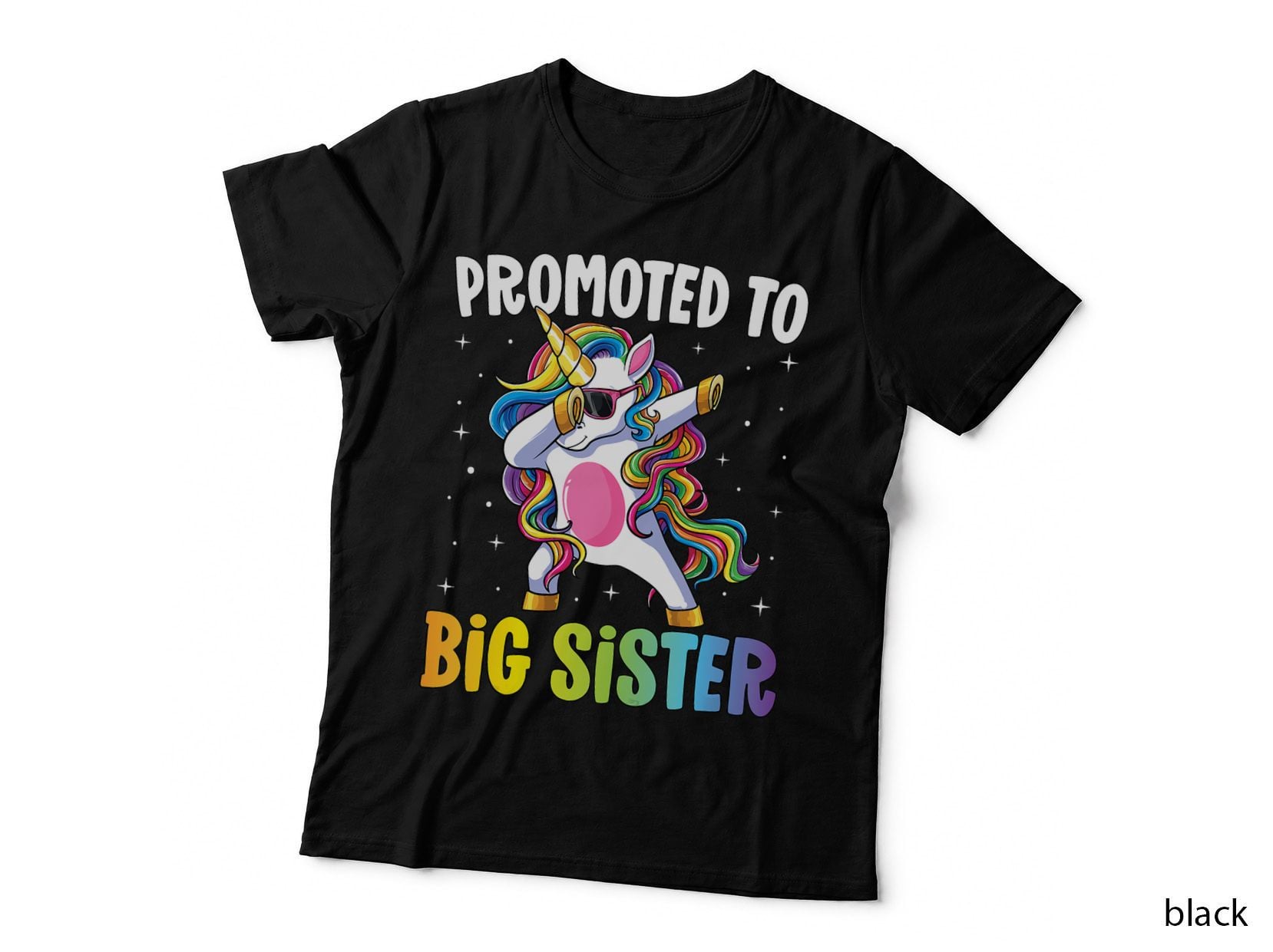 Kids Promoted to Big Sister Girls Dabbing Unicorn Older Sister T-Shirt
