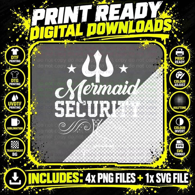 Lifeguard Design as Mermaid Security Motive T-Shirt Png SVG Digital Bundle