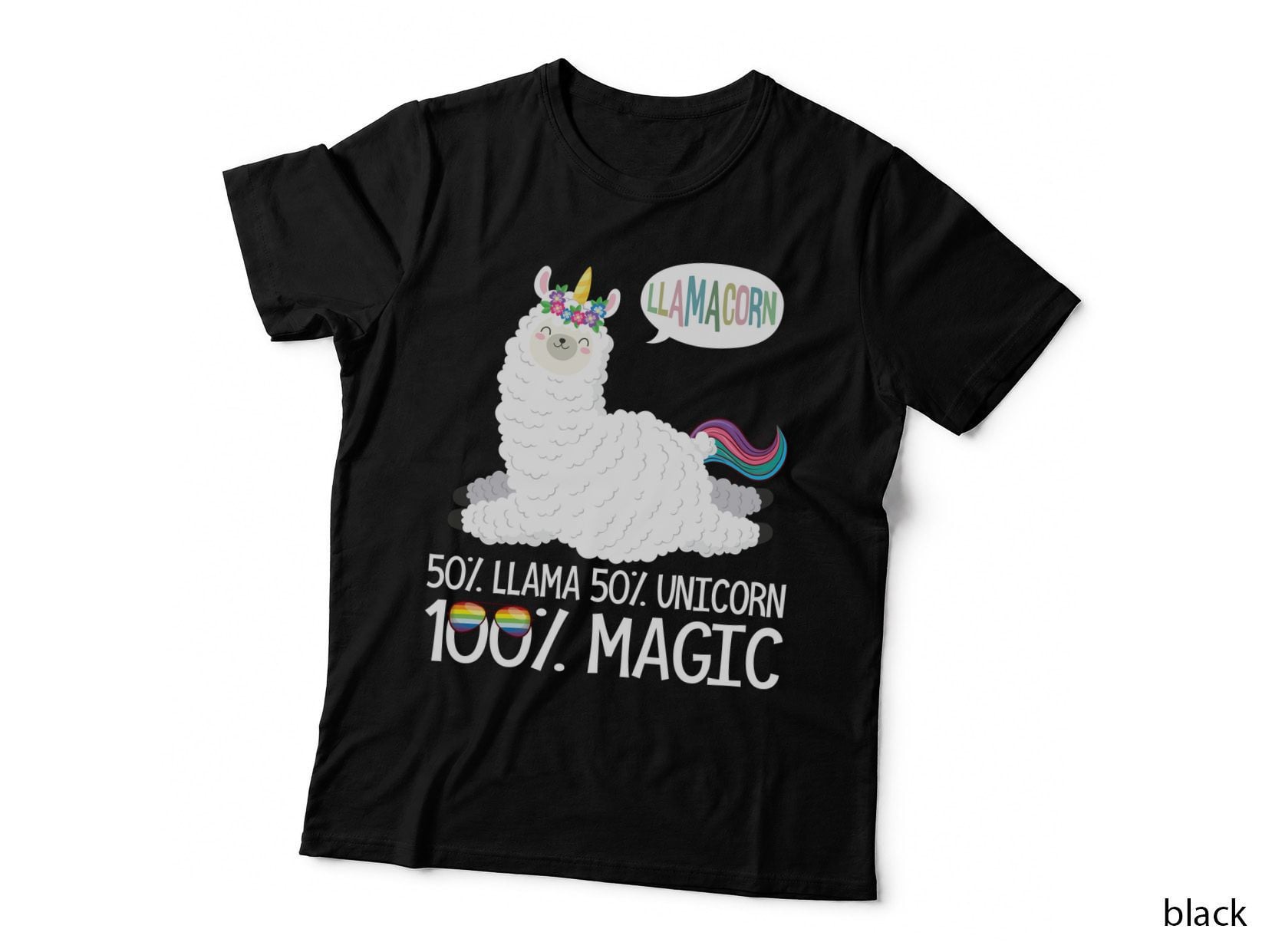 Llama Unicorn T-Shirt, Fantasy Animal Art, Pet Lover Apparel