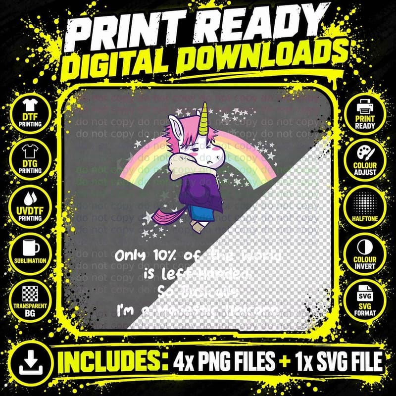 Majestic Left Handed Unicorn Day of the Left Header Png SVG Digital Bundle