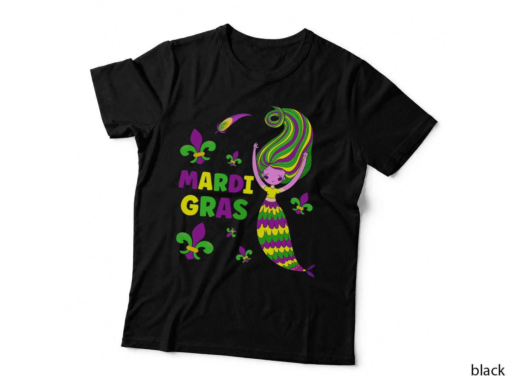 Mardi Gras Mermaid Fleur De Lis Mardi Gras Carnival T-Shirt