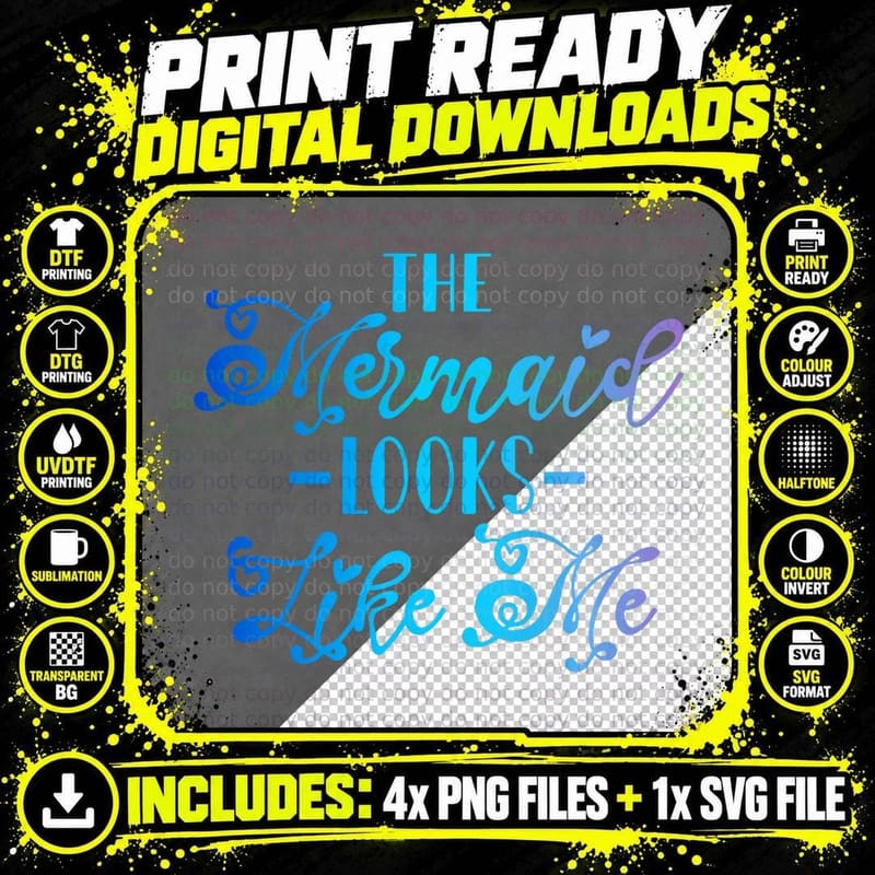 Mermaid Looks Like Me T-Shirt, Nautical Fashion Png SVG Digital Bundle