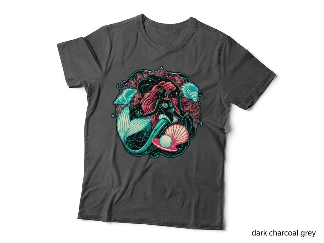 Mermaid Under the Sea of Stars Tee, Aerial Pearl Shell Art, Mystical Ocean