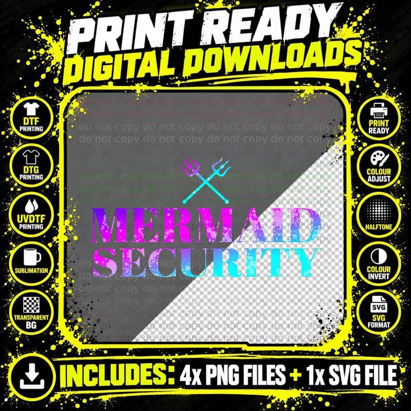 Merman Mermaid Party Swimming Sea Waves Mermaid T-Shirt Png SVG Digital Bundle