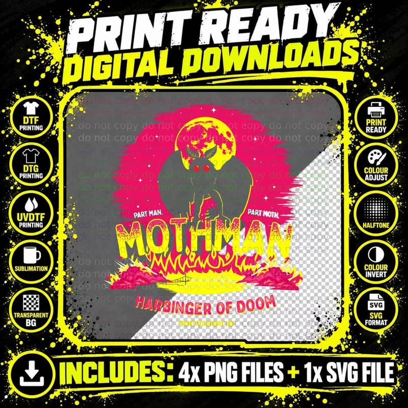Mothman - Harbinger of Doom! Cryptid T-Shirt Png SVG Digital Bundle