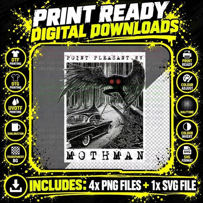 Mothman Encounter - Point Pleasant Png SVG Digital Bundle