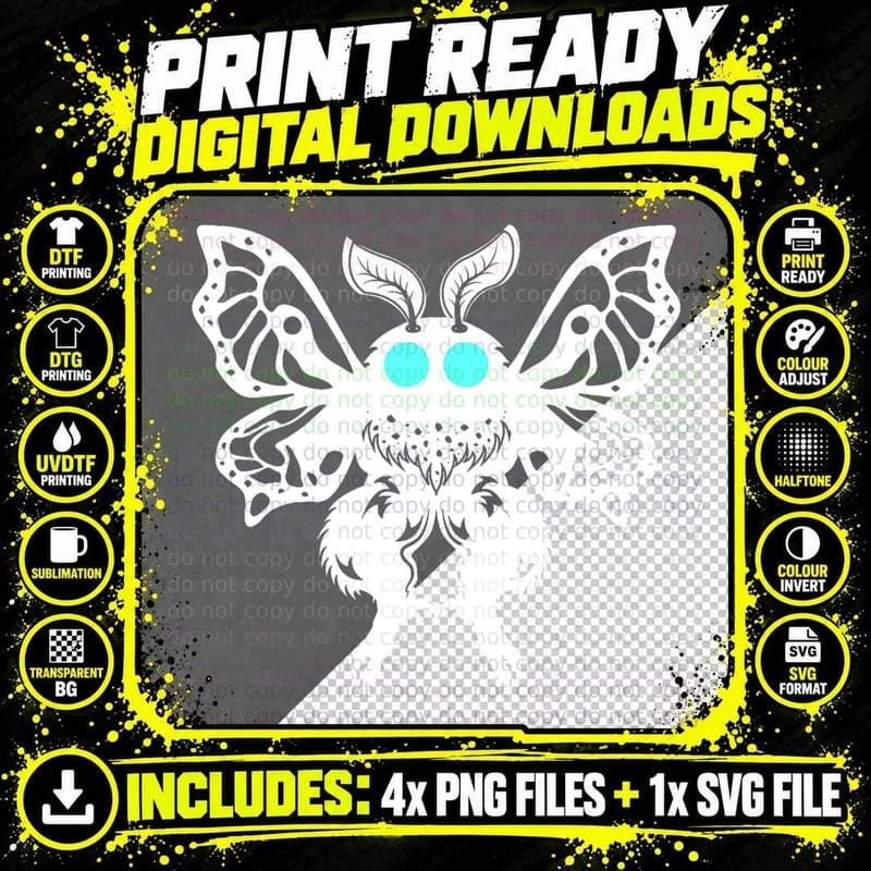 Mothman for Men Women Kids Cryptozoology Moth Cute Png SVG Digital Bundle