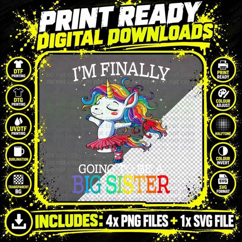 Older Sister I Am Finally Going to Be a Big Sister Png SVG Digital Bundle