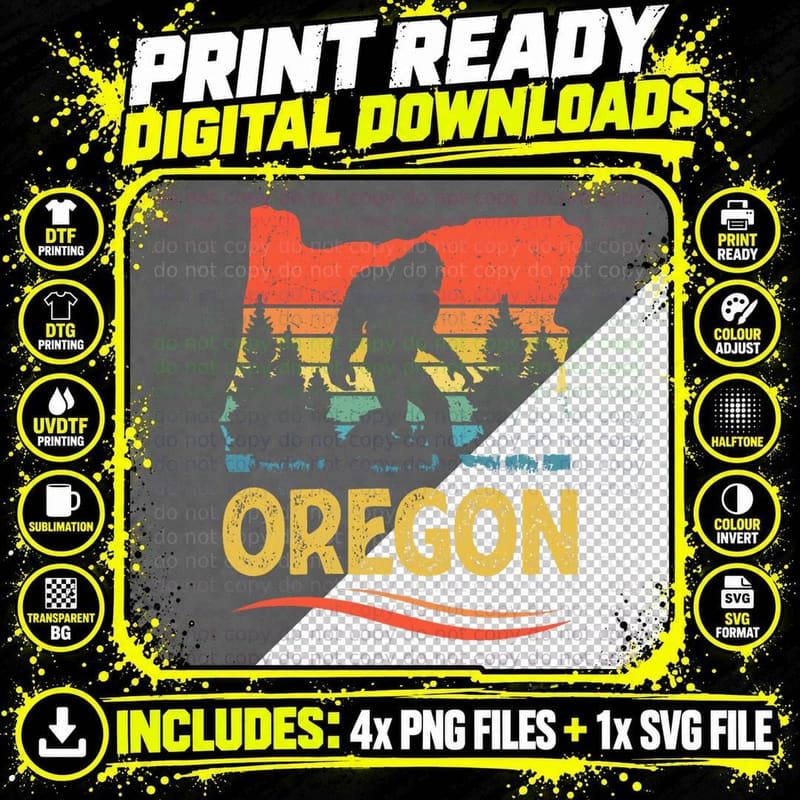 Oregon with a Bigfoot T-Shirt Png SVG Digital Bundle