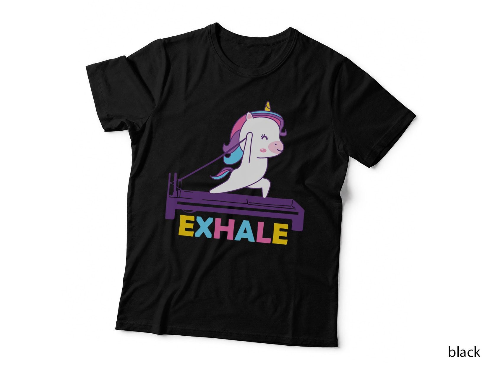 Pilates Training Workout - Sport Club Exhale Unicorn T-Shirt