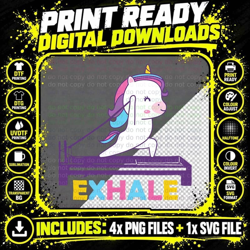 Pilates Training Workout - Sport Club Exhale Unicorn Png SVG Digital Bundle