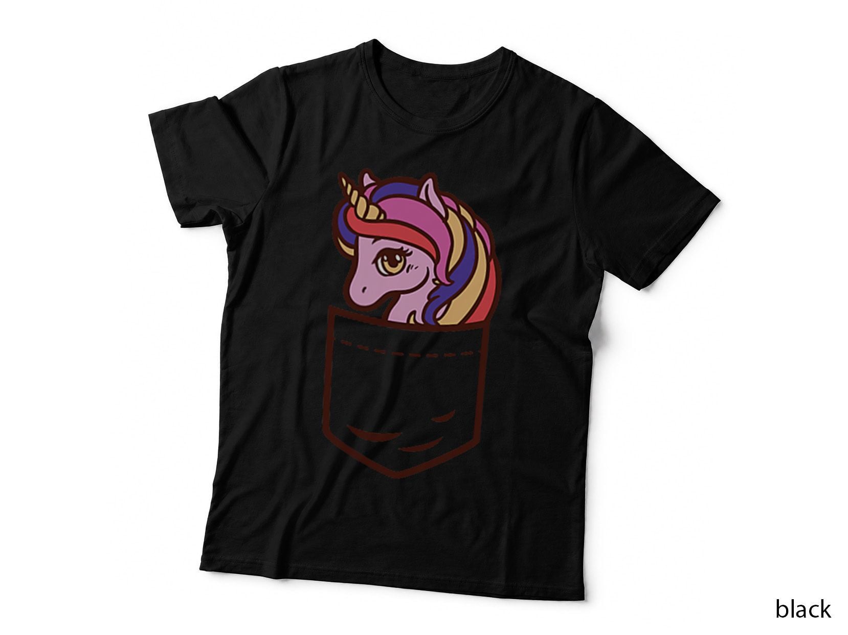 Pocket Unicorn Cute Magical Animal Women Girls Squad Gift T-Shirt